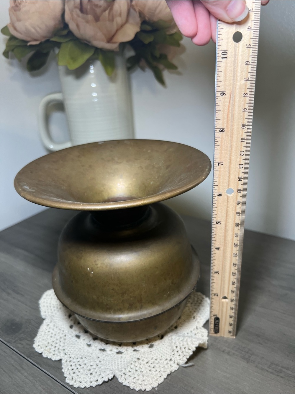 Brass Vintage Spittoon Vase - Antique Brass Planter - Picture 6 of 7